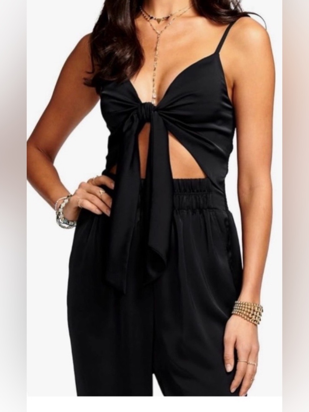 Ramy Brook Black Front Tie Cut Out Jumpsuit Size XXL